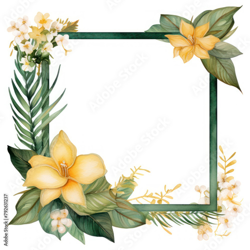 Elegant Floral Frame with Tropical Flowers