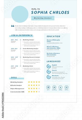 CV Resume Marketing Analyst Template Design