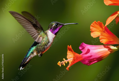 hummingbird feeding on a flower © Hossain