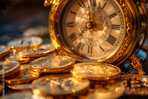 Vintage Pocket Watch with Bitcoins