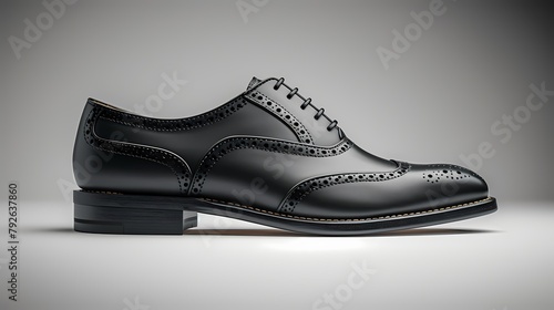 A classic and timeless dress shoe mockup on a solid gray background, highlighting its polished leather and refined design, all photographed in high-definition to showcase its versatility and sophistic photo