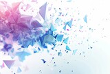 Abstract background with blue polygonal shapes and triangles on white