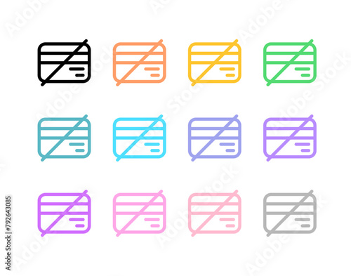 Editable block card, no card payment vector icon. Part of a big icon set family.  Finance, business, investment, accounting. Perfect for web and app interfaces, presentations, infographics, etc