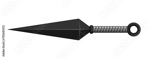 Kunai is a small knife ninja weapon, vector cartoon illustration, ninja weapon kunai, isolated on white background.