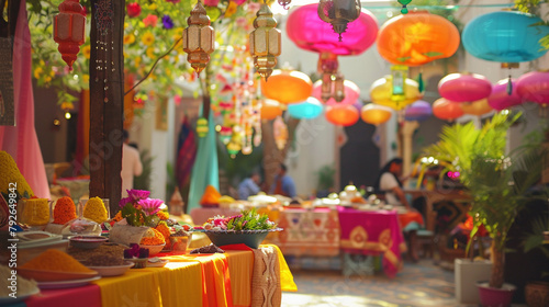 A joyous Eid al-Fitr gathering with colorful decorations. © CREATER CENTER