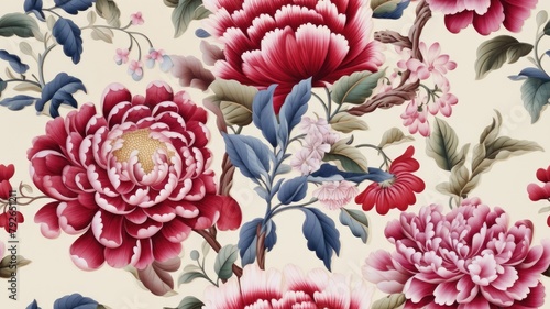 Vintage floral card. Beautiful garden flowers. Peonies, roses, tulips, lily, hydrangea on black background. SEAMLESS PATTERN