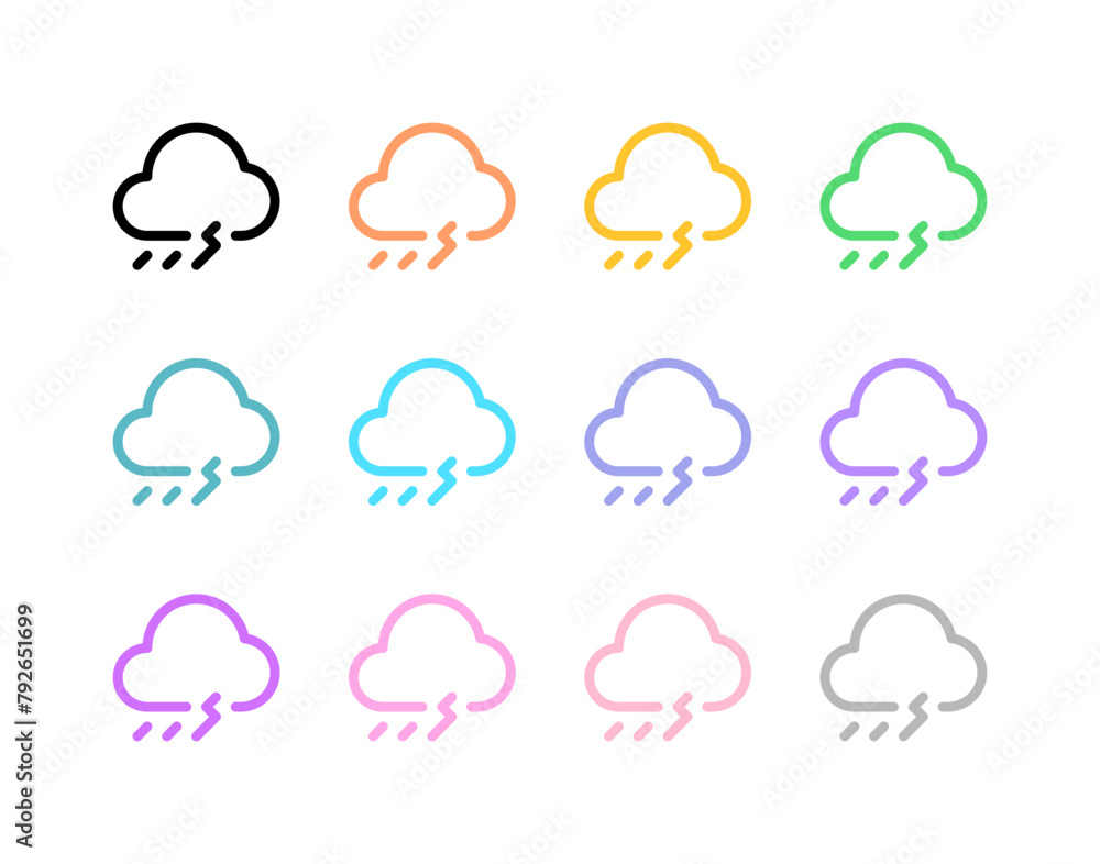 Editable thunderstorm vector icon. Part of a big icon set family. Perfect for web and app interfaces, presentations, infographics, etc Editable thunderstorm vector icon. Part of a big icon set family. Perfect for web and app interfaces, presentations, infographics, etc