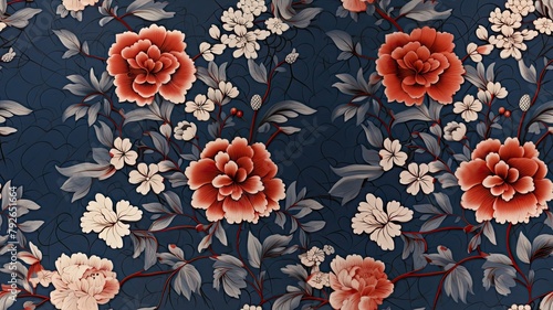 Vintage floral card. Beautiful garden flowers. Peonies, roses, tulips, lily, hydrangea on black background. SEAMLESS PATTERN