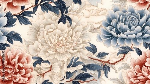 Vintage floral card. Beautiful garden flowers. Peonies, roses, tulips, lily, hydrangea on black background. SEAMLESS PATTERN