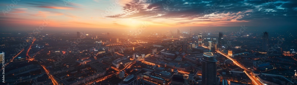 Fototapeta premium An aerial view of a large city during the day.