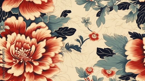 Vintage floral card. Beautiful garden flowers. Peonies, roses, tulips, lily, hydrangea on black background. SEAMLESS PATTERN