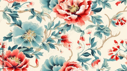 Vintage floral card. Beautiful garden flowers. Peonies, roses, tulips, lily, hydrangea on black background. SEAMLESS PATTERN