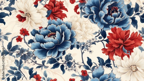 Vintage floral card. Beautiful garden flowers. Peonies, roses, tulips, lily, hydrangea on black background. SEAMLESS PATTERN