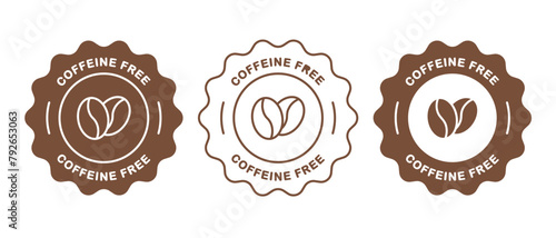 Caffeine free vector icon set. Brown coffee sign