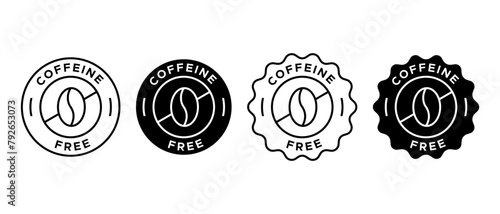 Caffeine free vector icon set. Coffee beans symbol