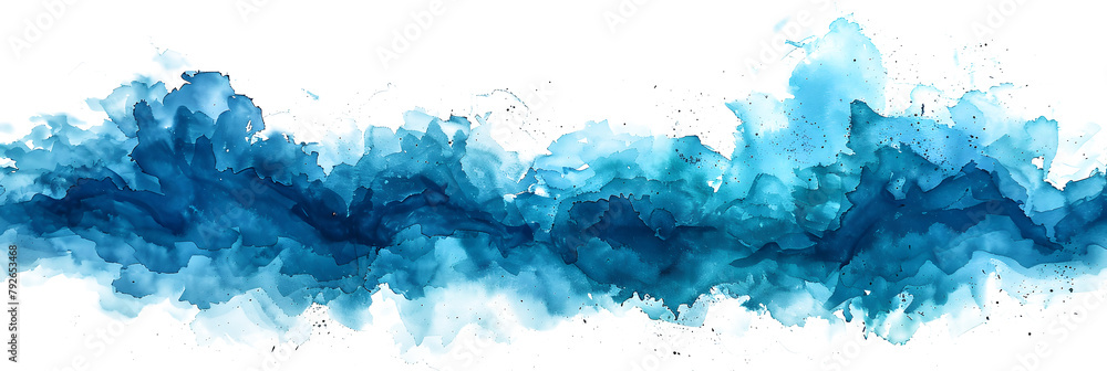 Serene turquoise watercolor paint on transparent background.