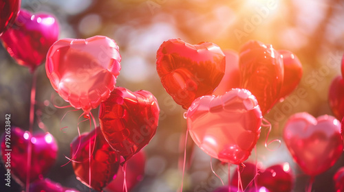 A joyous Valentine's Day celebration with heart-shaped balloons.