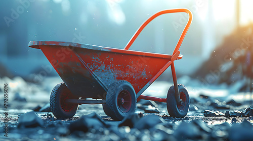 Wheelbarrow, Construction equipment conception, Images for advertisements and banners. Generative AI illustration  photo
