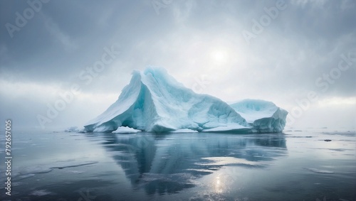 iceberg floating in a frozen ocean