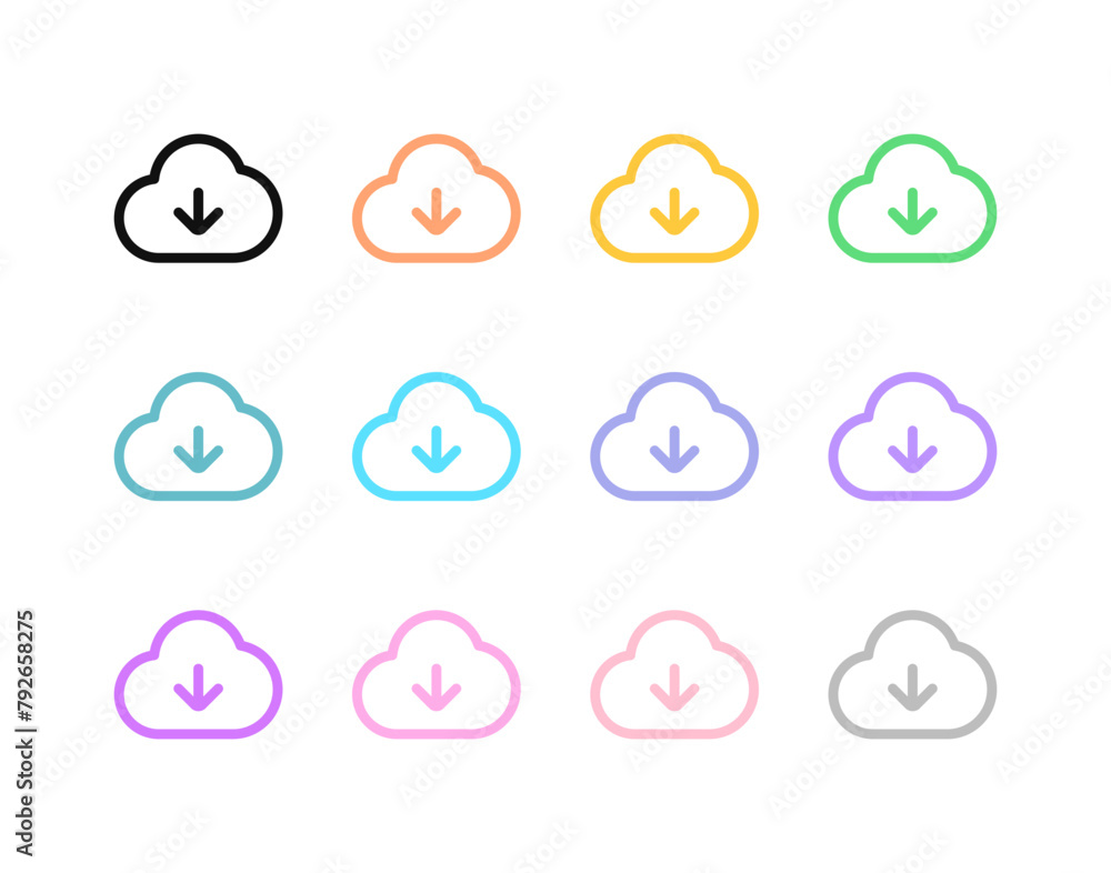 Editable vector cloud download icon. Part of a big icon set family. Perfect for web and app interfaces, presentations, infographics, etc Editable vector cloud download icon. Part of a big icon set family. Perfect for web and app interfaces, presentations, infographics, etc