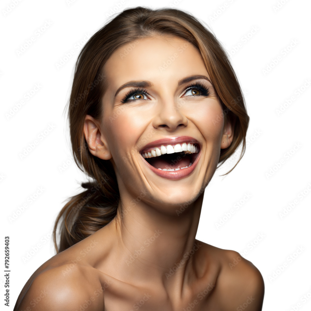 Joyful young woman laughing with healthy glowing skin Joyful young woman laughing with healthy glowing skin