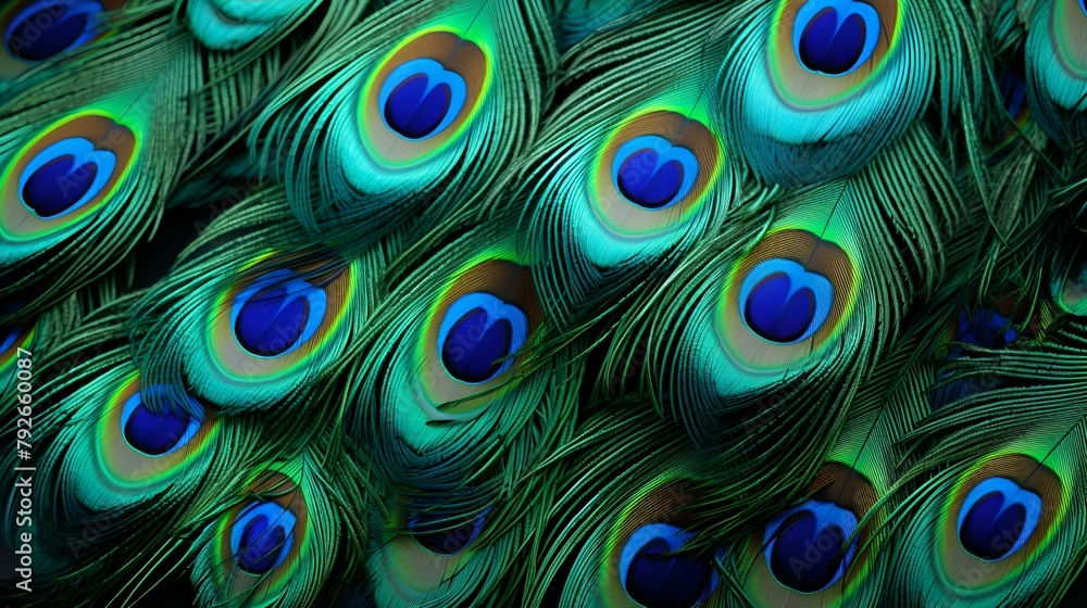 Obraz premium Majestic Showcase of Vibrant Peacock feathers 