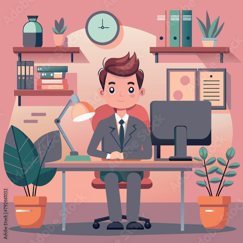 Thriving in the Office: Essential Strategies for Success in the Corporate World, illustration, work, office, men, boy, vector