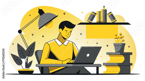Maximizing Productivity: Navigating the Digital Workspace - Strategies for Success in the Office, illustration, vector, digital art