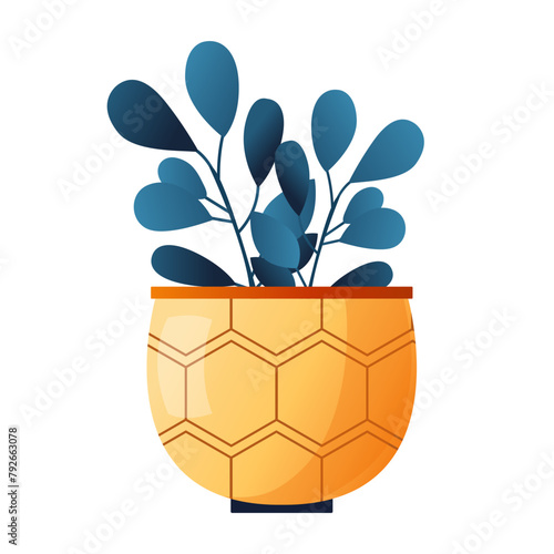 Indoor plant haworthia in a pot for interior decor at home, office, indoor use. Vector illustration isolated on white background. Trendy home decor with plants, urban jungle. Succulent