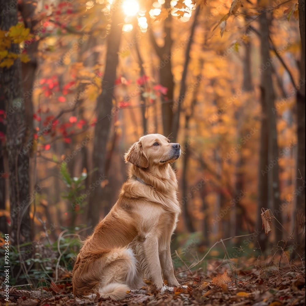 Elegant Golden Retriever Sitting in Lush Field Elegant Golden Retriever Sitting in Lush Field