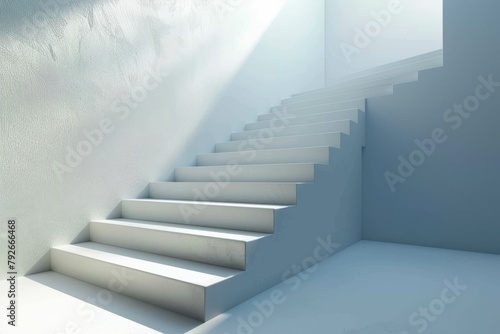 Pastel-hued abstract stairs under a bright sky, casting soft shadows. Beautiful simple AI generated image in 4K, unique.