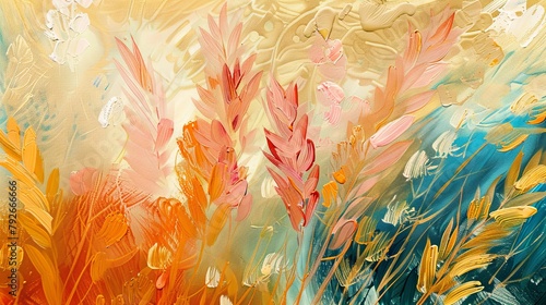 Brush painting depicting flowers on a light background. The concept of abstract natural painting.