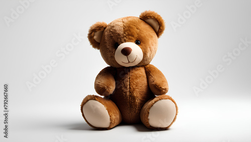 Cuddly Teddy Bear, Soft Brown Plush Toy with Neutral Background, Isolated on White background