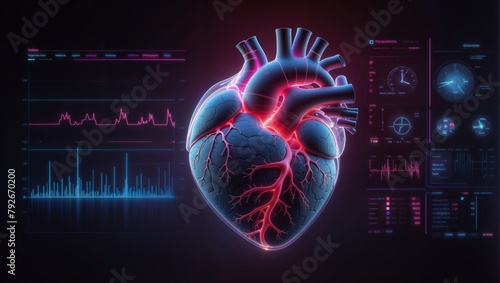  model of human heart on digital background #792670200