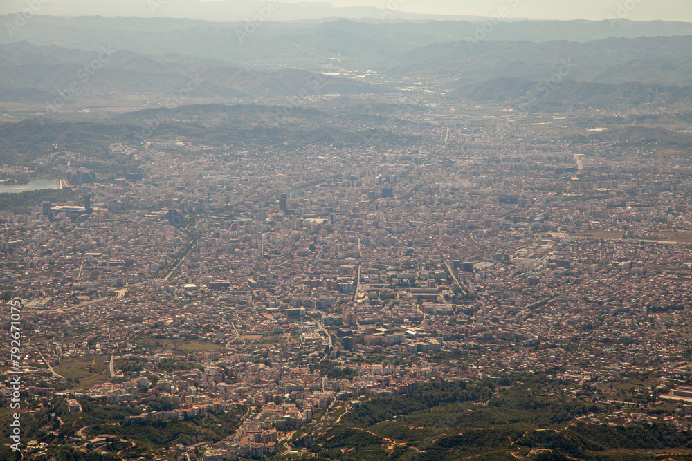 Tirana panoramic view, Dajti Mountain National Park, central Albania