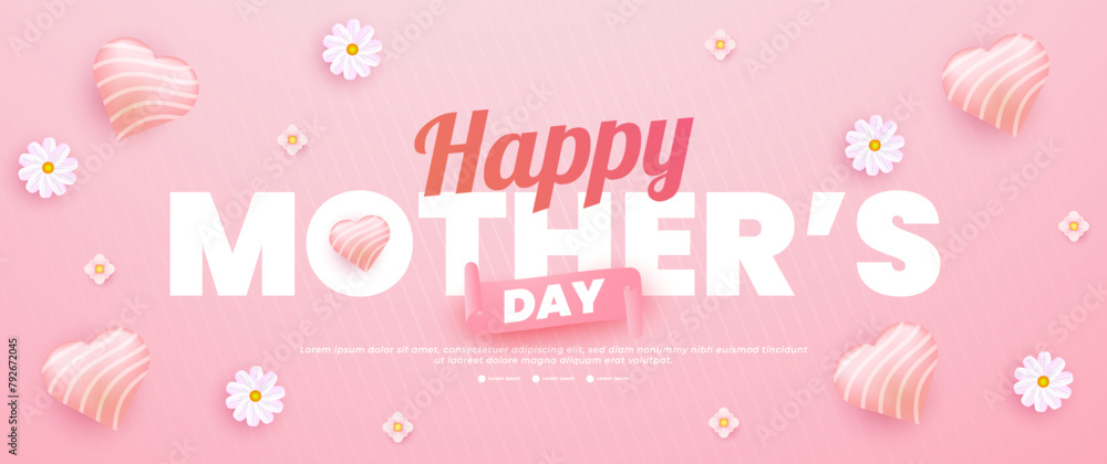 Pink Mother's Day greeting banner design