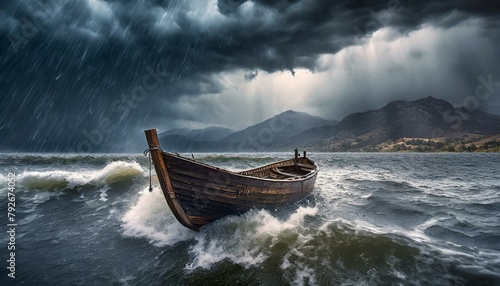 Boat on a Lake in Galilee during a Storm. Matthew 8. 