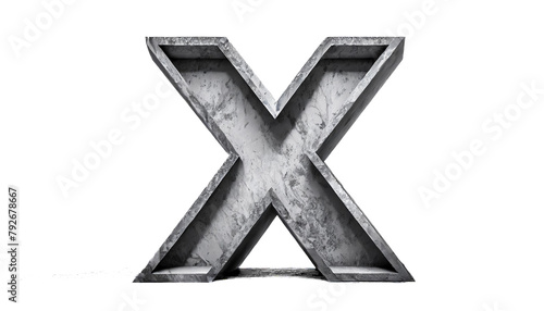 Gray Cement concrete made letter x, can use for your business background on white isolated backdrop.