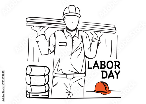 Sketch for World Labour day1 May with Grunge Background. Vector Illustration photo