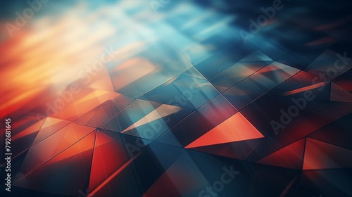 Vibrant 3D Geometric Abstract Background with Blue and Orange Hues