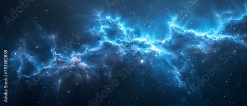 "The Enigmatic Essence of Cosmic Power and Energy Within a Blue Nebula". Concept Blue Nebula, Cosmic Power, Enigmatic Essence, Energy, Mystical Astronomy