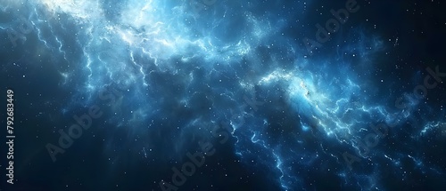 Exploring the Mystical Power and Energy of a Blue Nebula. Concept Cosmic, Space Exploration, Astronomy, Mystical Energy, Blue Nebula