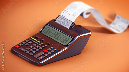 Save word forming from printing calculator receipts. 3D illustration photo