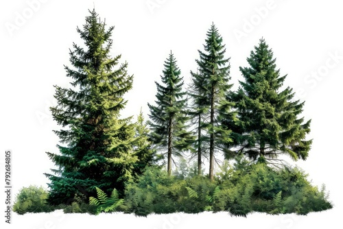 Green trees isolated on transparent background forest and summer foliage for both print and web with cut path photo on white isolated background