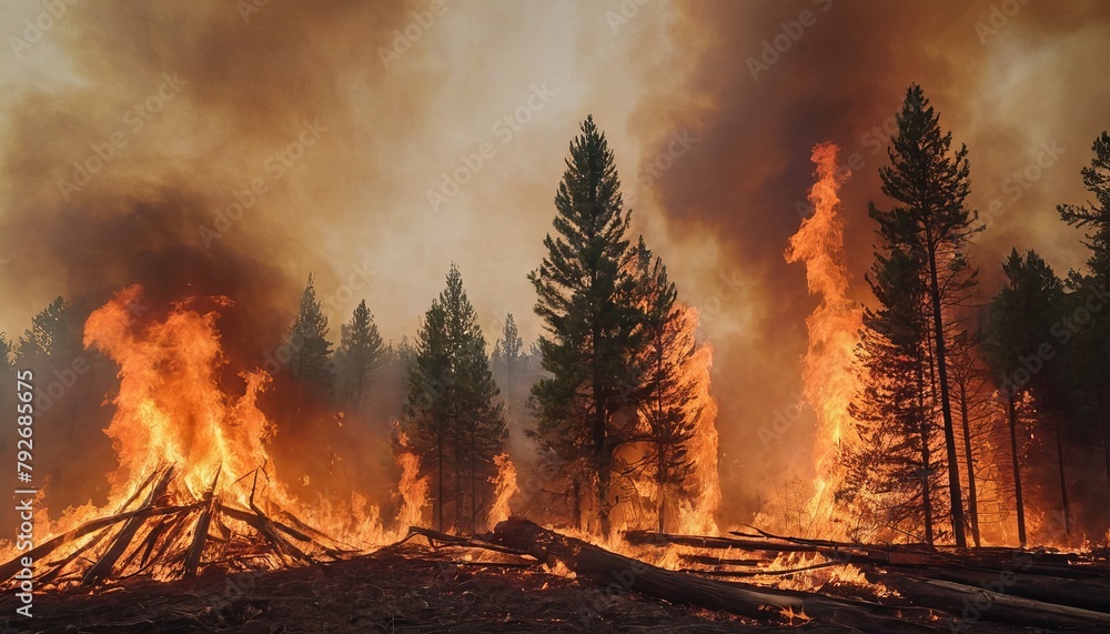 Fototapeta premium Forest fire, burning forest fire