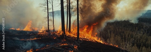 Forest fire, burning forest fire