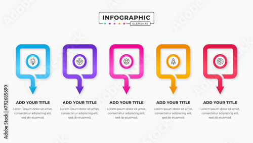 Vector business arrow infographic presentation design template with 5 steps or options