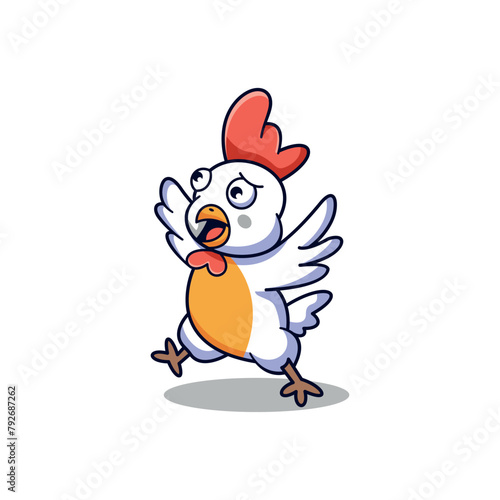 simple mascot logo rooster character design