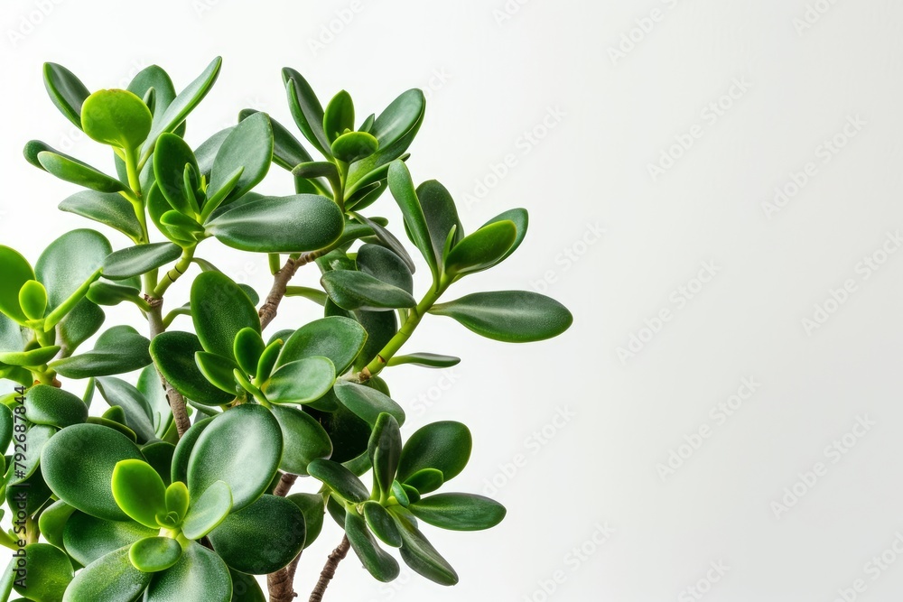 Jade plant photo on white isolated background