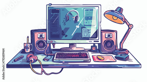 Concept for a computer repair service. Vector illustration